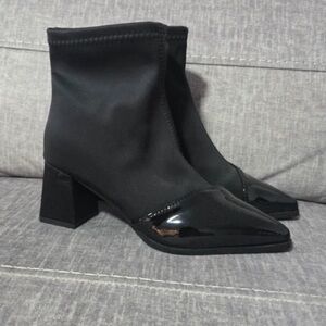 Zara Black Ankle Booties with Glossy Finish